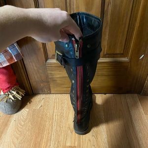 Black Boots. Size 9. Posterior Red with cute design.